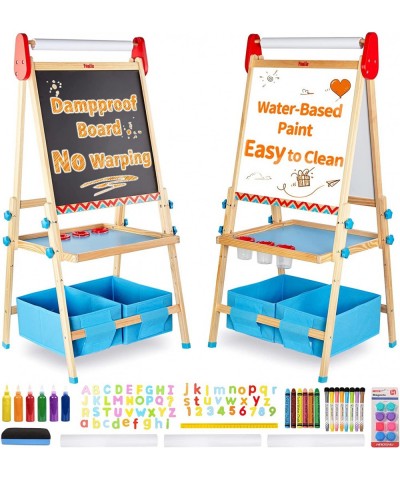 Art Easel for Kids Aged 2-8 Anti-Warp Board & Erasable Frame Toddler Painting Easel with Magnetic Chalkboard/Whiteboard 3-Lev...