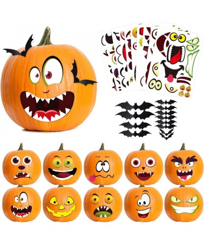 Halloween Pumpkin Decorations Stickers Kids Party Favors 40 Style Pumpkin Decorating Stickers + 12 Pack 3D Bats Wall Decals P...