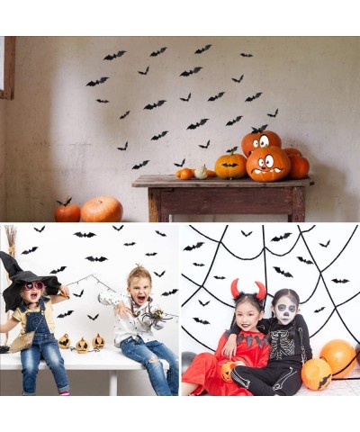 Halloween Pumpkin Decorations Stickers Kids Party Favors 40 Style Pumpkin Decorating Stickers + 12 Pack 3D Bats Wall Decals P...