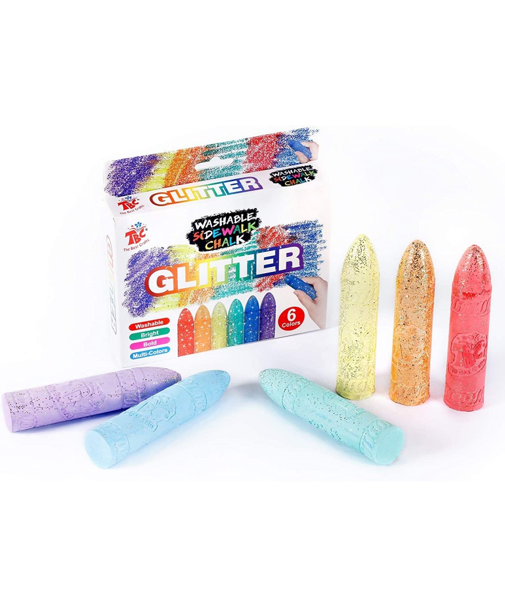 Sidewalk Chalk 6 Glitter Chalks Set Non Toxic Sidewalk Chalk for Kids Outdoor Chalk Side Walk Chalk Toys for Playground Pavem...