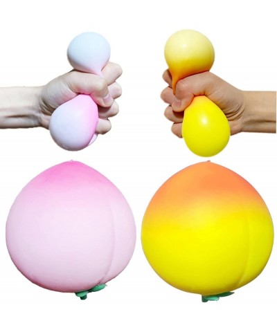 2 Pack Peach Stress Balls Sensory Fidget Toys Squishy Dough Ball Fruit Stretchy Stress Ball Fun and Soft Stress Ball 2 Colors...