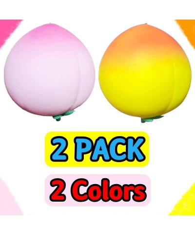 2 Pack Peach Stress Balls Sensory Fidget Toys Squishy Dough Ball Fruit Stretchy Stress Ball Fun and Soft Stress Ball 2 Colors...