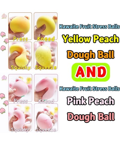 2 Pack Peach Stress Balls Sensory Fidget Toys Squishy Dough Ball Fruit Stretchy Stress Ball Fun and Soft Stress Ball 2 Colors...