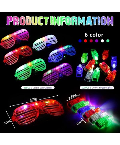 148 Pcs LED Light up Party Favors Glow in The Dark Party Supplies 48 Light up Glasses Shutter Shades Neon Glasses LED Sunglas...