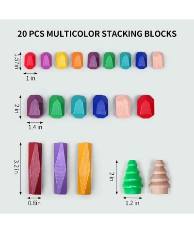 20 Pcs Stacking Rocks Stones Wooden Balancing Stones Montessori Toys for 1 2 3 4 5 6 Year Old Kids Christams Gifts Educationa...