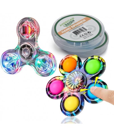 LED Light Fidget Spinners and Pop Its Toys [Pack of 2] Light Up Simple Dimple Fidget Ring Toy Pack - Stress Anxiety Relief Se...