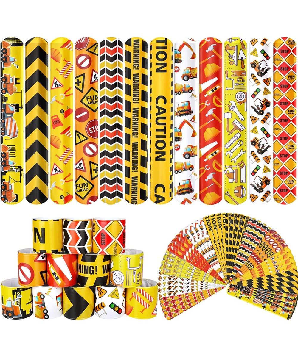 Construction Party Favors 48 PCS Construction Zone Slap Bracelets Truck Wristband for Kids Boys Girls Construction Theme Birt...