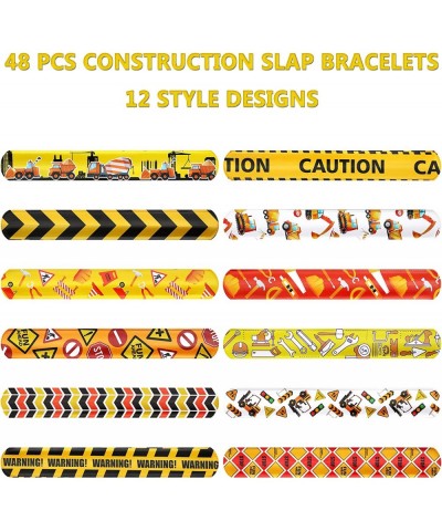 Construction Party Favors 48 PCS Construction Zone Slap Bracelets Truck Wristband for Kids Boys Girls Construction Theme Birt...