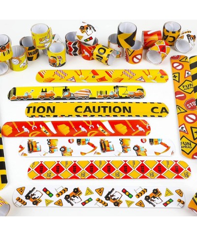 Construction Party Favors 48 PCS Construction Zone Slap Bracelets Truck Wristband for Kids Boys Girls Construction Theme Birt...