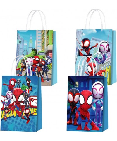 16Pcs Spidey Party Favor Goodie Bag with Handle Spider Kraft Paper Bag for Spidey Themed Kids Adults Birthday Party Supplies ...