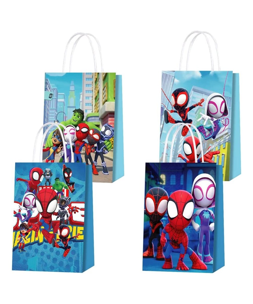 16Pcs Spidey Party Favor Goodie Bag with Handle Spider Kraft Paper Bag for Spidey Themed Kids Adults Birthday Party Supplies ...