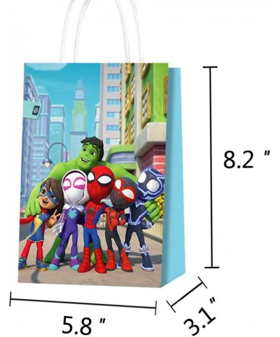 16Pcs Spidey Party Favor Goodie Bag with Handle Spider Kraft Paper Bag for Spidey Themed Kids Adults Birthday Party Supplies ...