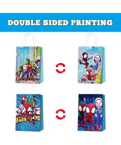 16Pcs Spidey Party Favor Goodie Bag with Handle Spider Kraft Paper Bag for Spidey Themed Kids Adults Birthday Party Supplies ...