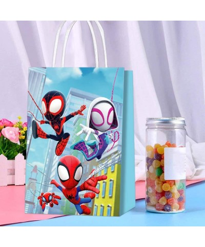 16Pcs Spidey Party Favor Goodie Bag with Handle Spider Kraft Paper Bag for Spidey Themed Kids Adults Birthday Party Supplies ...