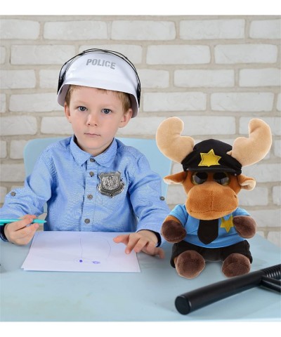 Big Eye Moose Police Officer Plush Toy - Super Soft Moose Cop Stuffed Animal Dress Up with Cute Cop Uniform & Cap Outfit - Fl...