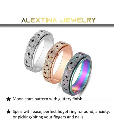 Anxiety Ring for Women Men Fidget Rings - 6mm 8mm Stainless Steel Spinner Rings for Anxiety Relief Items for Women Kids Silve...