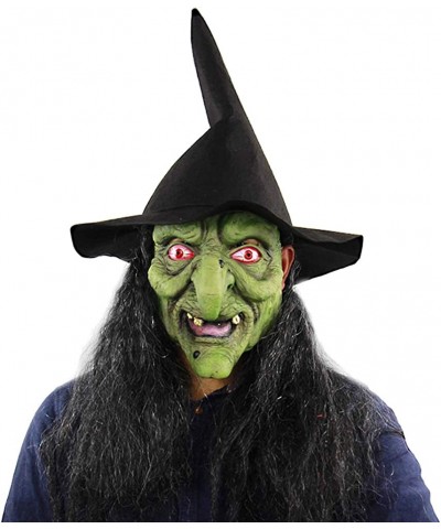 Halloween Witch Mask Halloween Horror Green Face Mask Witch Mask with Hat for Cosplay Halloween $27.65 Kids' Dress-Up Accesso...