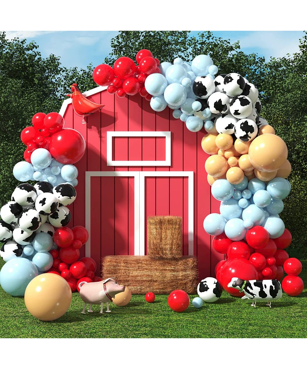 Cow Balloon Arch - 110 Pcs Western Cow Print Blue Red Balloons for Boys Birthday Party Cowboy Baby Farm Theme Decoration $35....