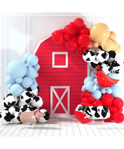 Cow Balloon Arch - 110 Pcs Western Cow Print Blue Red Balloons for Boys Birthday Party Cowboy Baby Farm Theme Decoration $35....