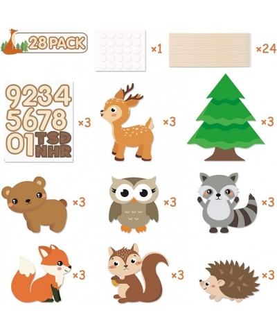 Set of 28 Woodland Animals Centerpiece Sticks with Number Sticker Double-sided Printing Animal Table Toppers Decorations Fore...