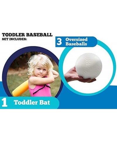 Toddler Baseball Set for Beginners: (1) Plastic Toddler Baseball Bat & (3) Oversized Plastic Baseballs | Great for Soft Toss ...