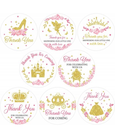 240PCS Little Princess Thank You Stickers Glitter Gold Crown Baby Shower Sticker Labels for Girls Pink Floral Birthday Party ...