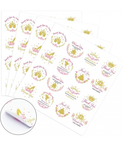 240PCS Little Princess Thank You Stickers Glitter Gold Crown Baby Shower Sticker Labels for Girls Pink Floral Birthday Party ...