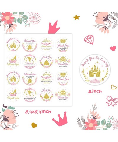 240PCS Little Princess Thank You Stickers Glitter Gold Crown Baby Shower Sticker Labels for Girls Pink Floral Birthday Party ...