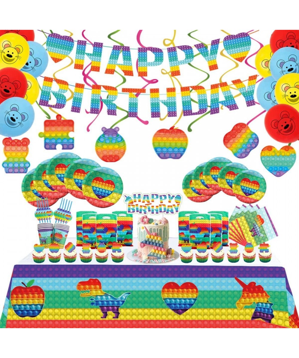 Pop Birthday Party Decorations Set Pop Birthday Banner Cake Decoration Balloon Hanging spirals Disposable plates Paper Napkin...