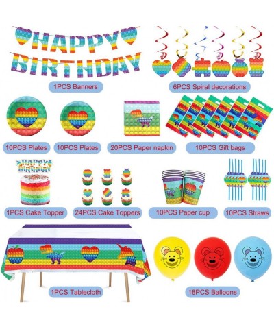 Pop Birthday Party Decorations Set Pop Birthday Banner Cake Decoration Balloon Hanging spirals Disposable plates Paper Napkin...