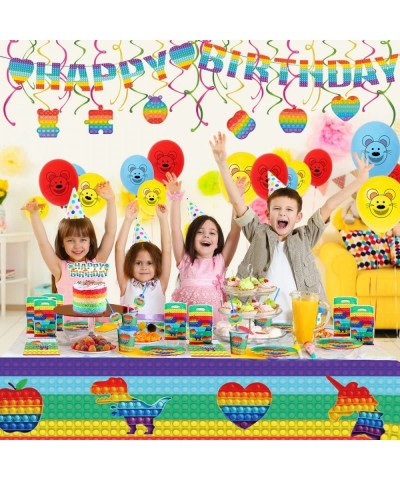 Pop Birthday Party Decorations Set Pop Birthday Banner Cake Decoration Balloon Hanging spirals Disposable plates Paper Napkin...