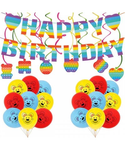 Pop Birthday Party Decorations Set Pop Birthday Banner Cake Decoration Balloon Hanging spirals Disposable plates Paper Napkin...