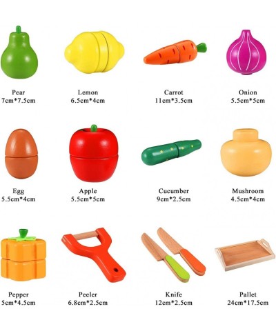 Wooden Toys Food for Kids Kitchen - Play Food Cutting Fruits and Vegetables Set for Pretend Role Play $41.73 Toy Kitchen Prod...