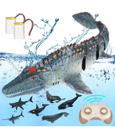 Remote Control Mosasaurus Dinosaur Toys for Kids 5-7 with 2pcs Rechargeble Batteries and 6 Sea Animals 2.4Ghz RC Mosasaurus T...