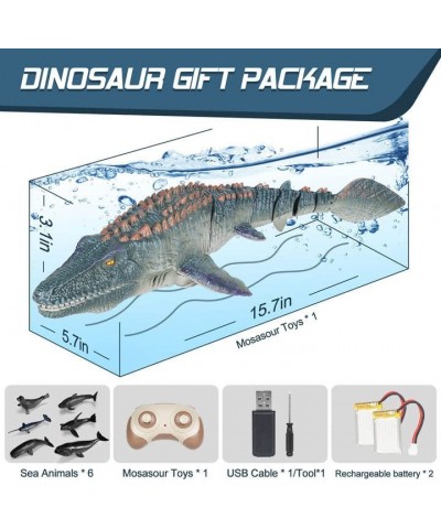 Remote Control Mosasaurus Dinosaur Toys for Kids 5-7 with 2pcs Rechargeble Batteries and 6 Sea Animals 2.4Ghz RC Mosasaurus T...