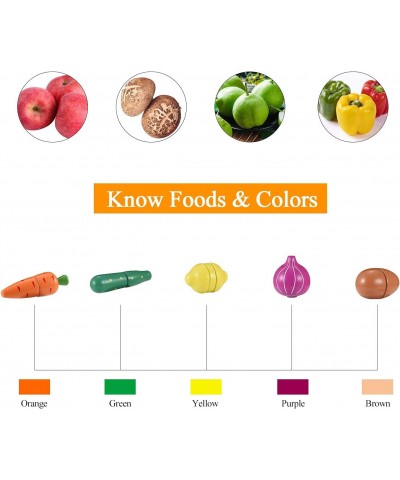 Wooden Toys Food for Kids Kitchen - Play Food Cutting Fruits and Vegetables Set for Pretend Role Play $41.73 Toy Kitchen Prod...