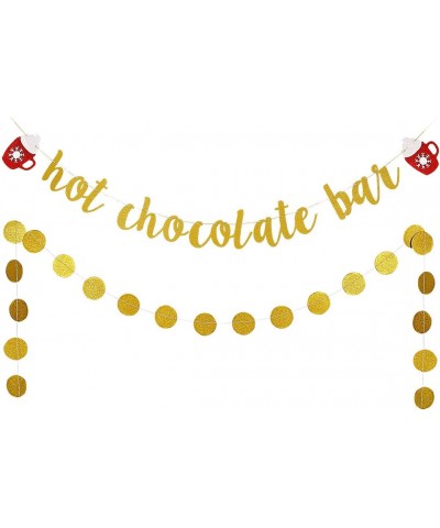 Hot Chocolate Bar Banner Gold Glitter Hot Chocolate Bar Sign Christmas Decorations for Wintertime Holiday Christmas Party New...