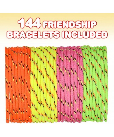 Adjustable Friendship Bracelets - Pack of 144 Fabric Material Wristbands in Assorted Neon Colors - Fun Party Favor Carnival P...