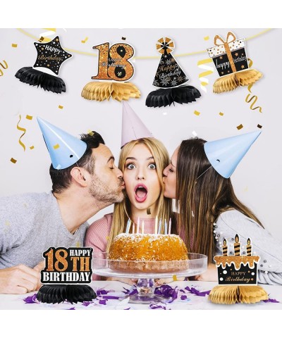 6 Pieces 18th Birthday Party Decoration 18th Birthday Honeycomb Centerpieces Tables Decorations Cheers to 18 Years Honeycomb ...