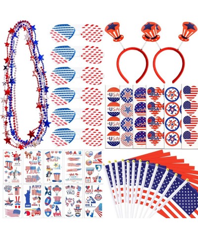 233Pcs Patriotic Party Decorations 4th of July Party Favors Set Include 6 Shutter Glasses 2 Headbands 6 Necklaces 12 American...