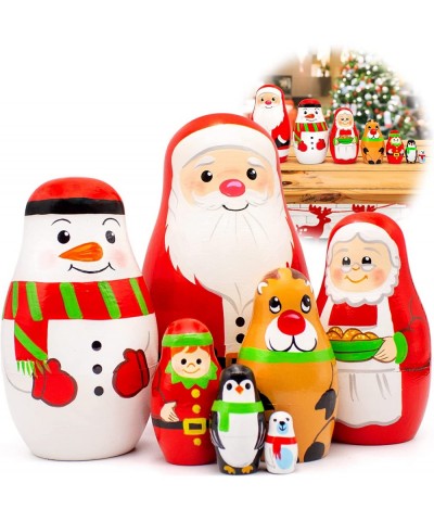 Christmas Nesting Dolls Set 7 pcs - Matryoshka Doll Christmas Decorations Christmas Santa Snow Man Mrs. Clause Deer Elf $39.1...