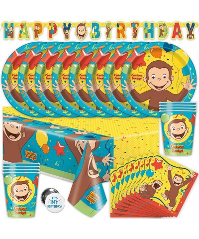 Curious George Party Supplies | Curious George Birthday Party Supplies and Decorations | Serves 16 Guests | With Table Cover ...