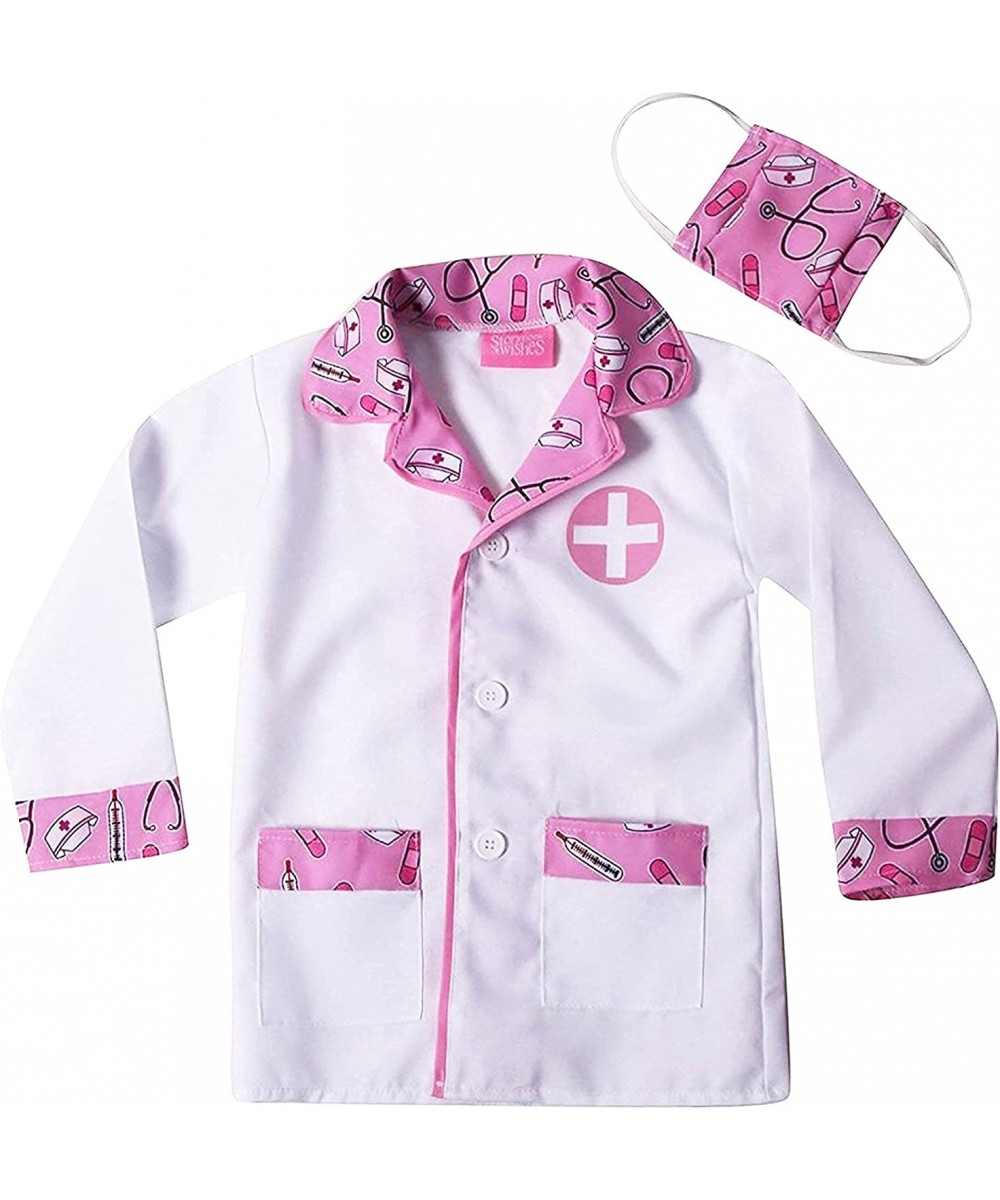 Kids Doctor Coat & Mask for Kids Doctor Costume | Kids Doctor Coat | Pink and White - For Ages 2-10 $30.59 Kids' Costumes