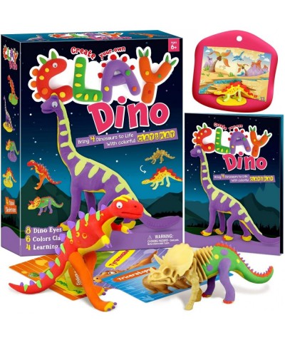 Create Your Own Clay Dino Build 4 Dinosaur Models with Air Dry Modeling Clay Arts & Crafts Kit for Boys & Girls Magic Modelin...