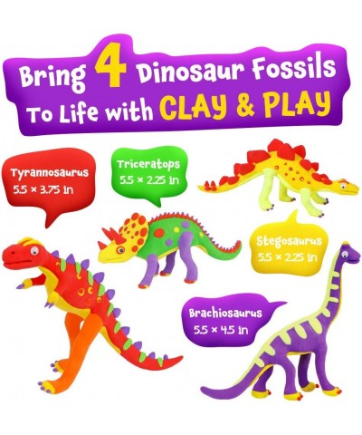 Create Your Own Clay Dino Build 4 Dinosaur Models with Air Dry Modeling Clay Arts & Crafts Kit for Boys & Girls Magic Modelin...