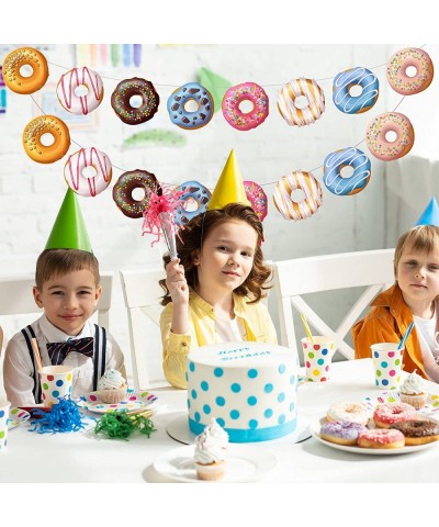 Donut Theme Party Banner 4 Pieces Donut Banner Donut Garland Donut Party Decorations for Donut Theme Birthday Party Christmas...