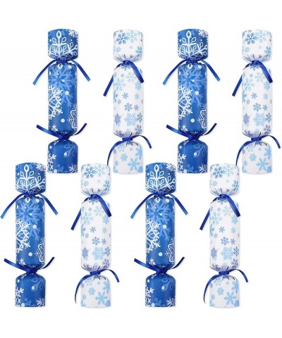 8 Pieces Christmas Crackers Christmas Table Favors Set Snowflake Christmas Poppers No Snap Party Favor Christmas Crackers wit...