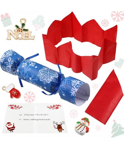 8 Pieces Christmas Crackers Christmas Table Favors Set Snowflake Christmas Poppers No Snap Party Favor Christmas Crackers wit...