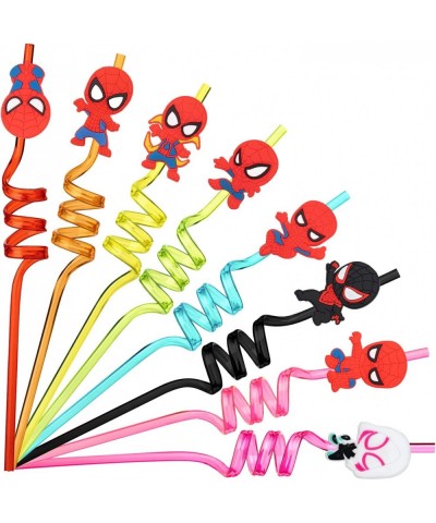 24Pcs Spiderman Birthday Party Supplies Reusable Drinking Straws 8 Designs Spider Party Favors with 2 Cleaning Brush $33.77 K...