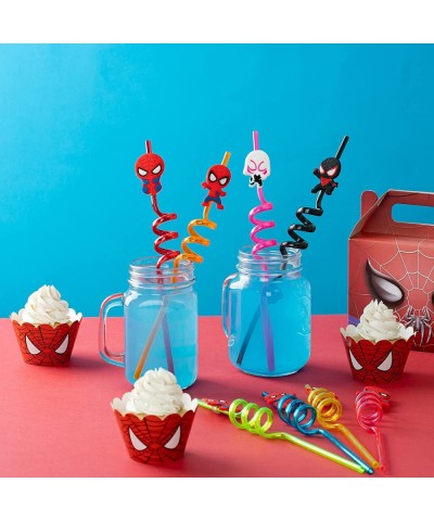 24Pcs Spiderman Birthday Party Supplies Reusable Drinking Straws 8 Designs Spider Party Favors with 2 Cleaning Brush $33.77 K...